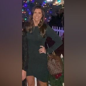 Dark Green Long Sleeve Body-con Dress